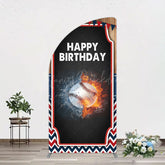 Lofaris Baseball Fights Sport Happy Birthday Half Moon Arch Backdrop